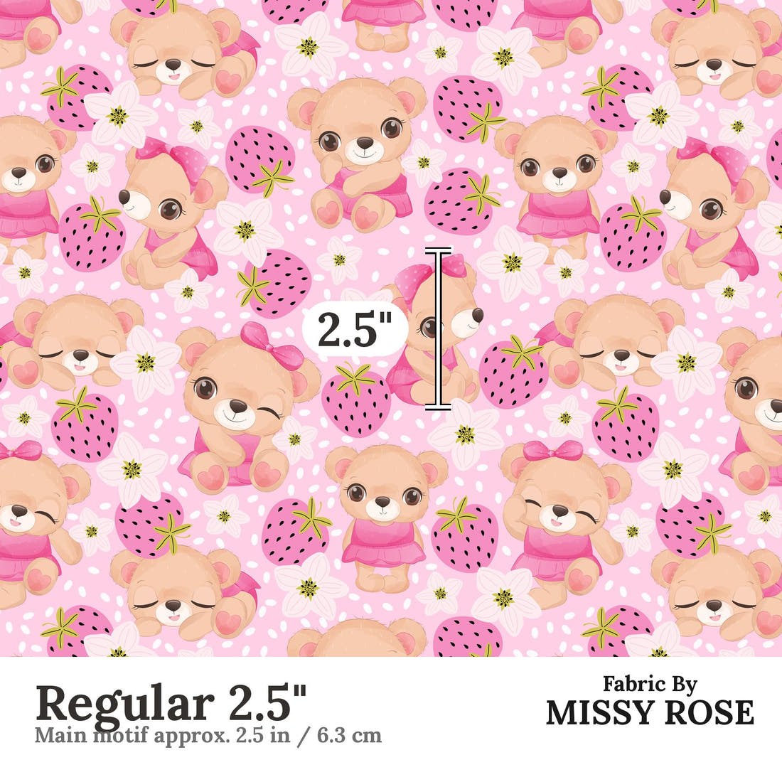 Design 25 Cute Bear Fabric Regular 2.5" - print scale | Fabric by Missy Rose