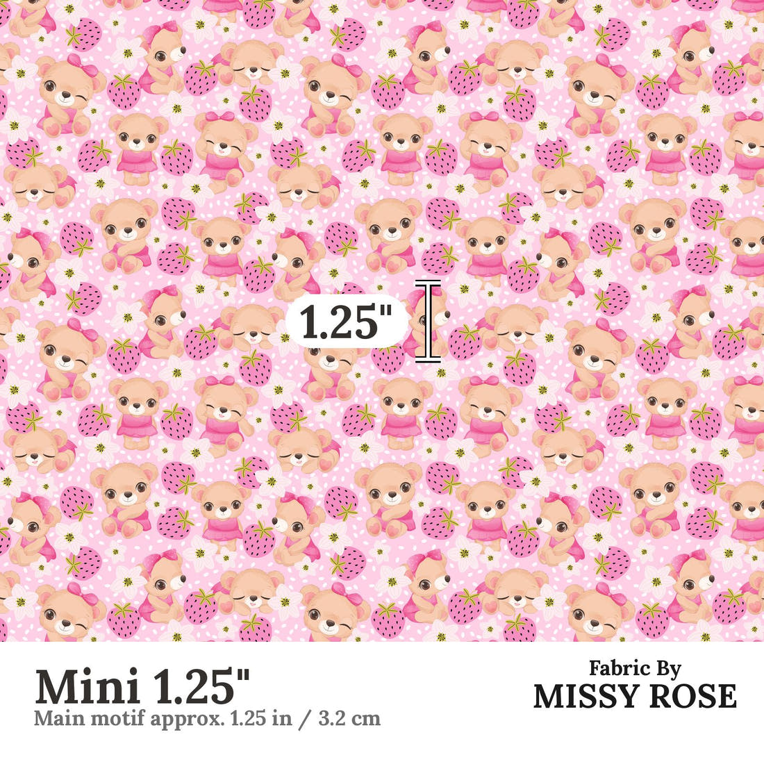 Design 25 Cute Bear Fabric Mini 1.25" - print scale | Fabric by Missy Rose