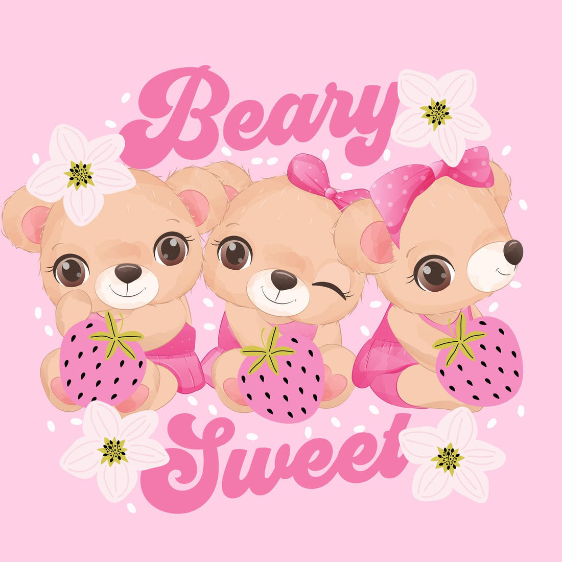 Design 25 Cute Bear Panel – full artwork close-up of the printed picture | Fabric by Missy Rose