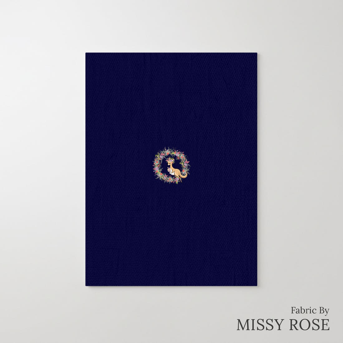Design 250 Navy Australian Flowers Panel – printed fabric panel with centred picture, custom printed to order | Fabric by Missy Rose