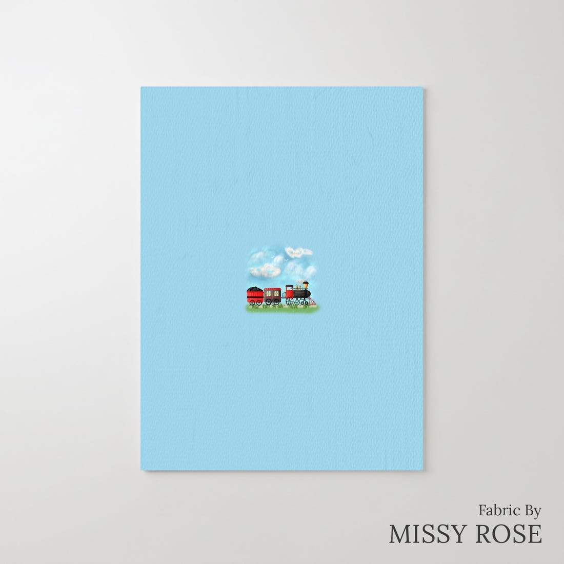 Design 251 Train Panel – printed fabric panel with centred picture, custom printed to order | Fabric by Missy Rose