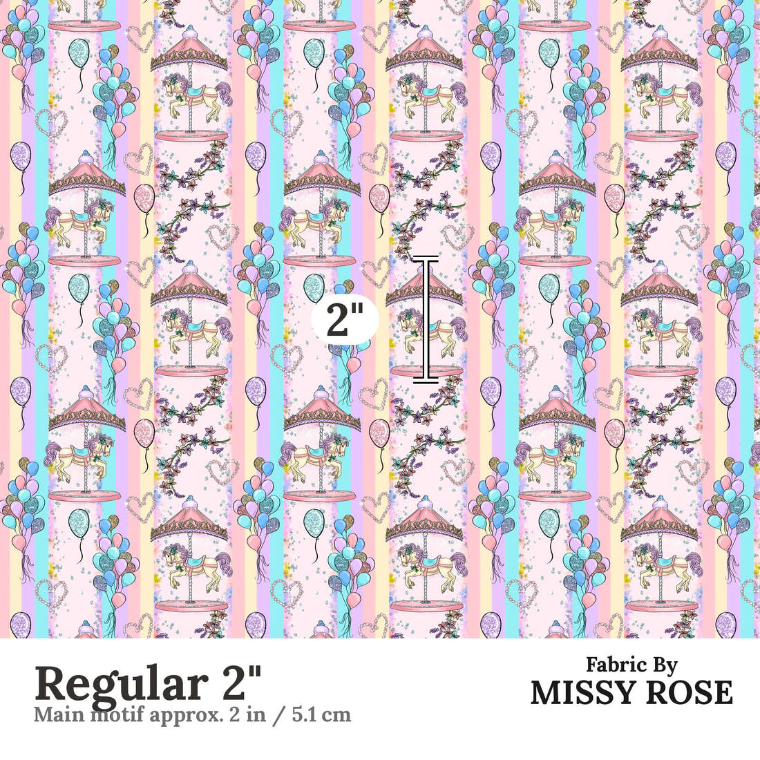 Design 253 Carousel Fabric Regular 2" - print scale | Fabric by Missy Rose