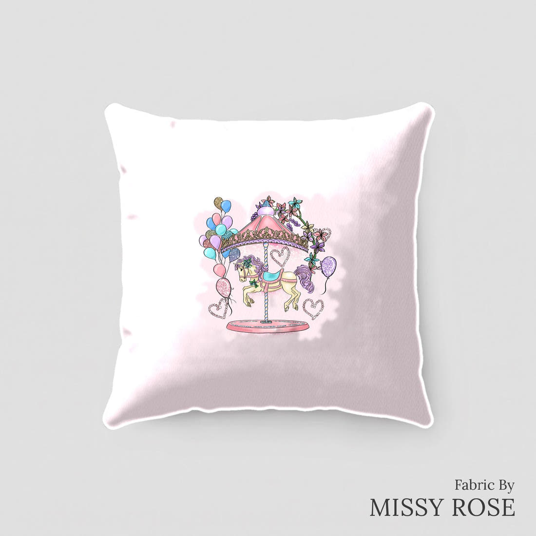 Design 253 Carousel Panel sewn into a cushion – see how the panel looks made up | Fabric by Missy Rose