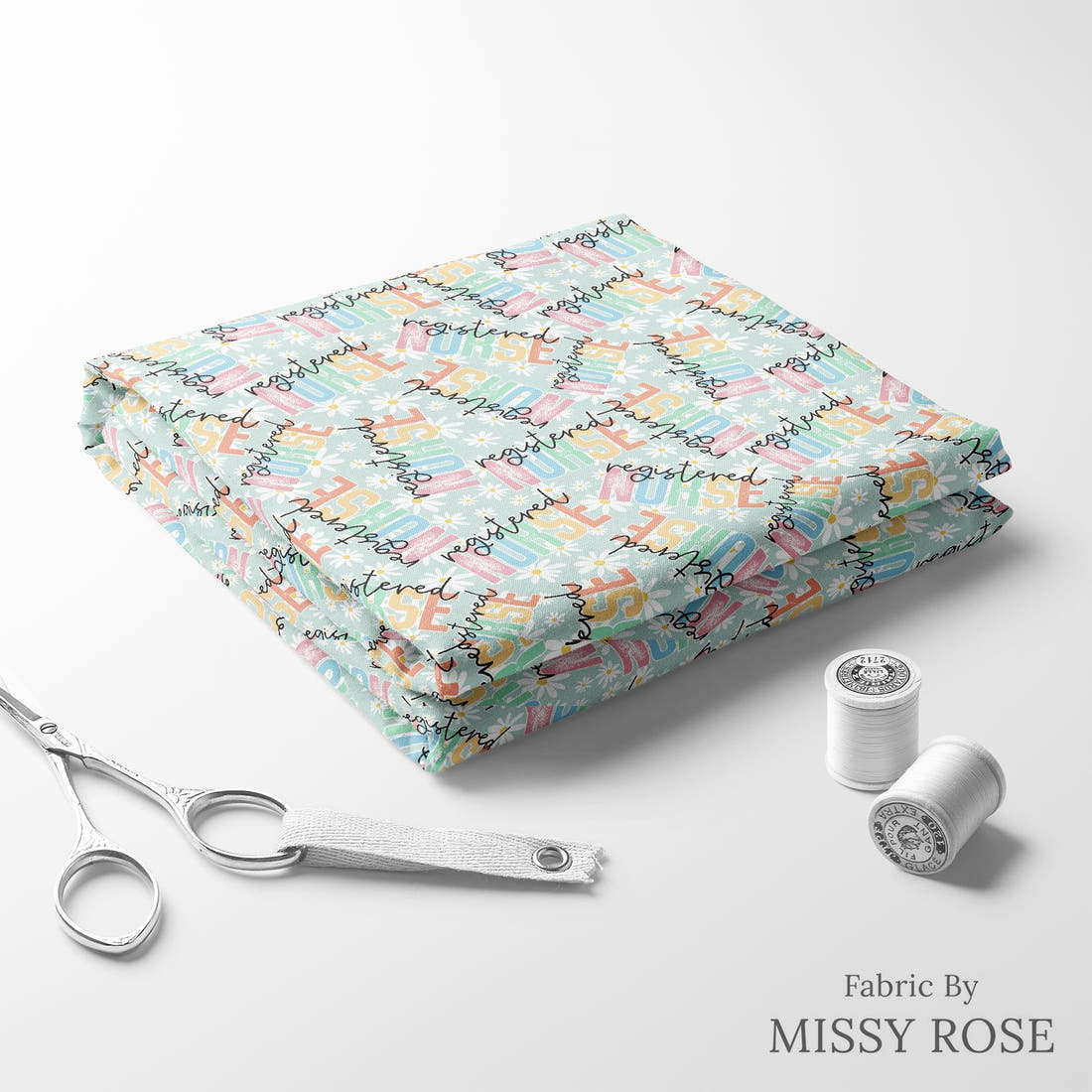 Design 254 RN Fabric folded fabric stack with matching thread – pre-order fabric Australia | Fabric by Missy Rose