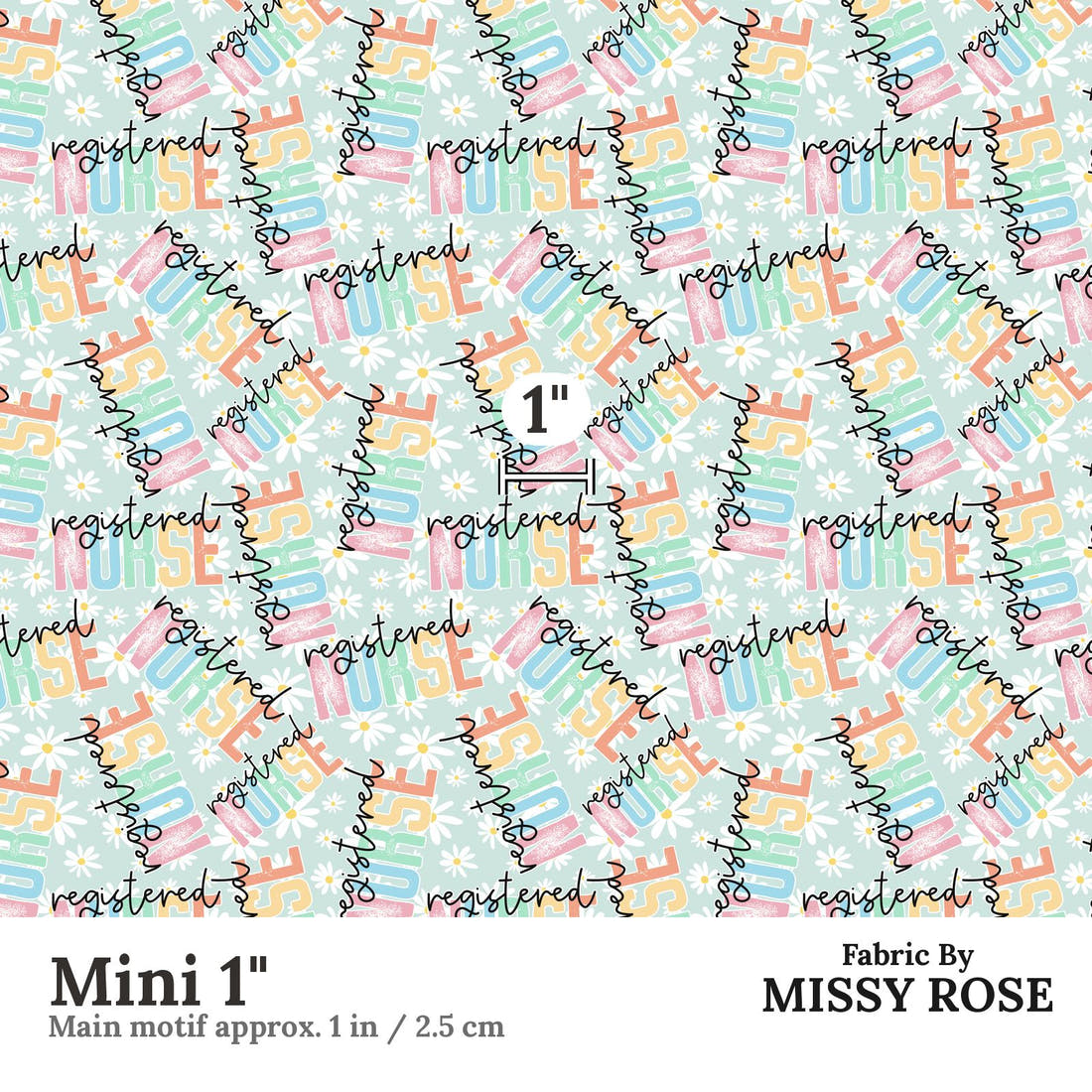 Design 254 RN Fabric Mini 1" - print scale | Fabric by Missy Rose