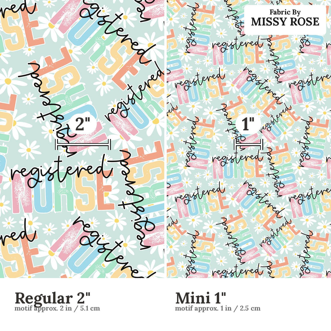 Design 254 RN Fabric size comparison - print scale | Fabric by Missy Rose