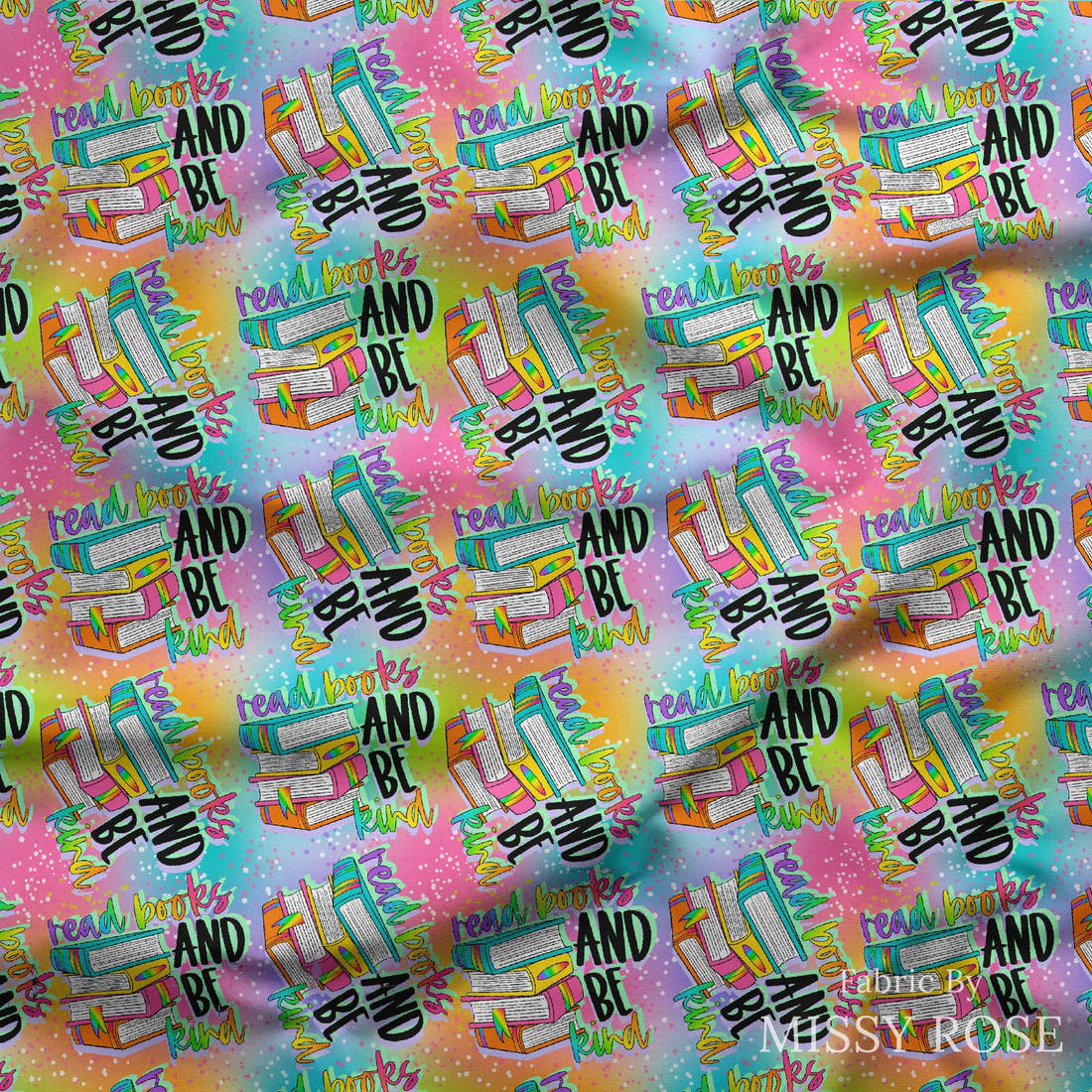 Design 255 Bright Books Fabric draped fabric mockup – custom printed fabric by the metre | Fabric by Missy Rose