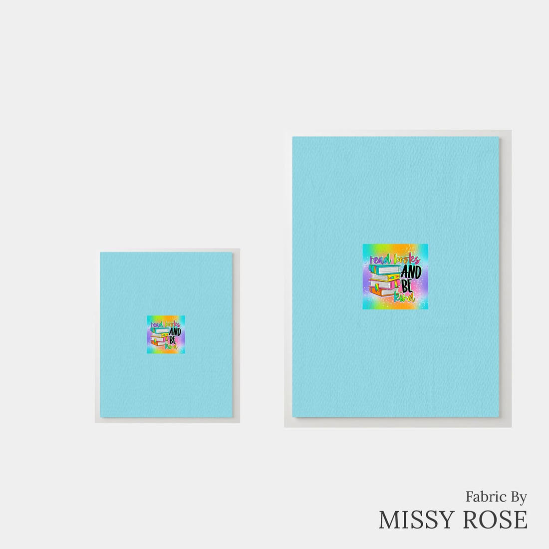 Design 255 Bright Books Panel – universal and adult panel sizes side by side | Fabric by Missy Rose