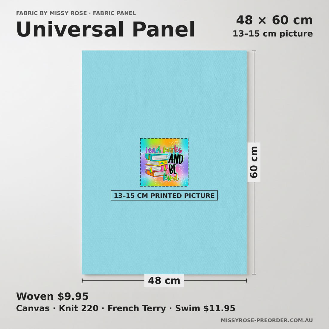Design 255 Bright Books Panel universal panel sizing – 13–15 cm printed picture on 48 × 60 cm fabric | Fabric by Missy Rose