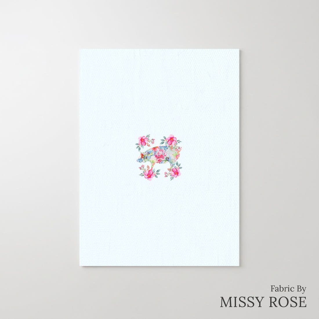 Design 259 Floral Pig Panel – printed fabric panel with centred picture, custom printed to order | Fabric by Missy Rose