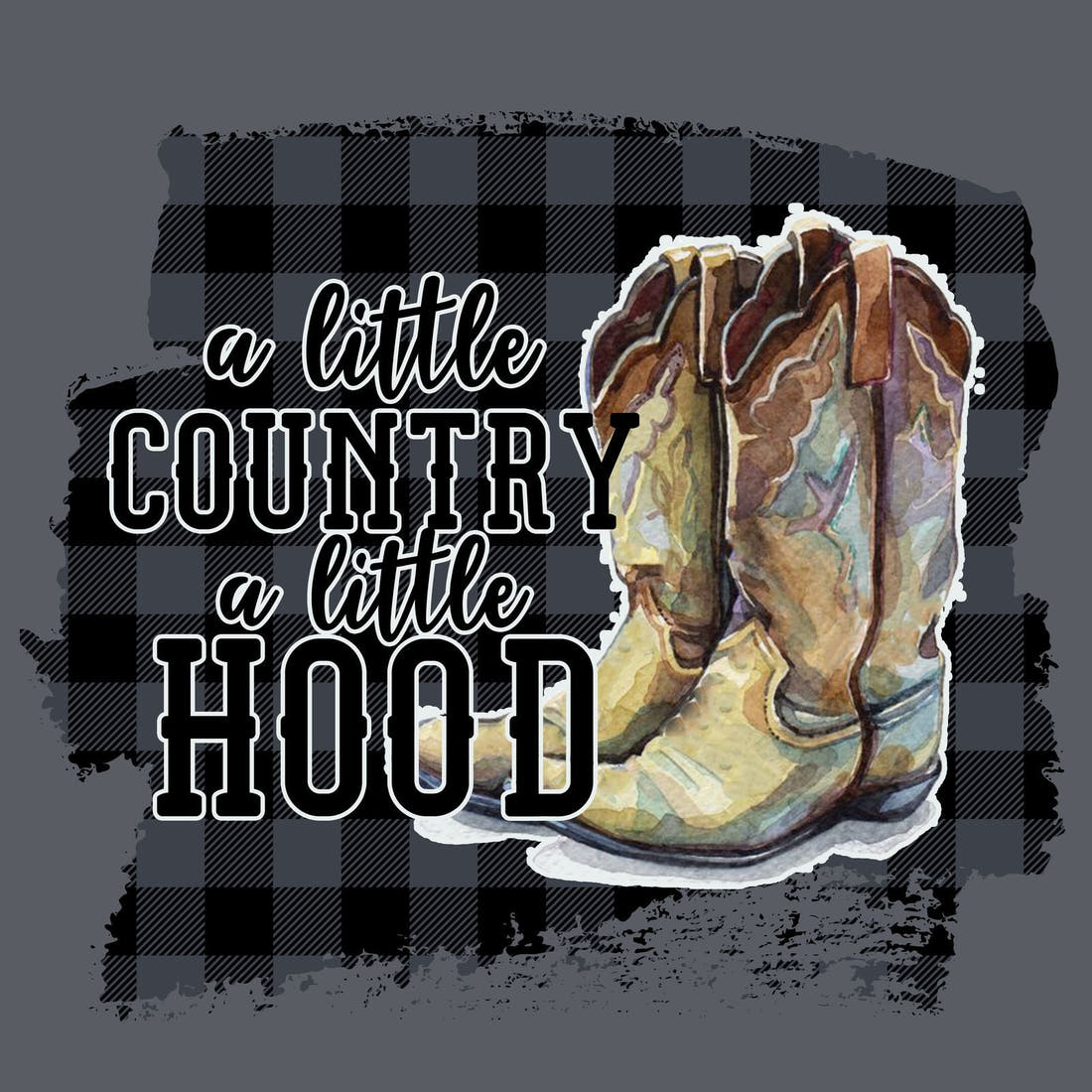 Design 26 Cowboy Boots Panel – full artwork close-up of the printed picture | Fabric by Missy Rose