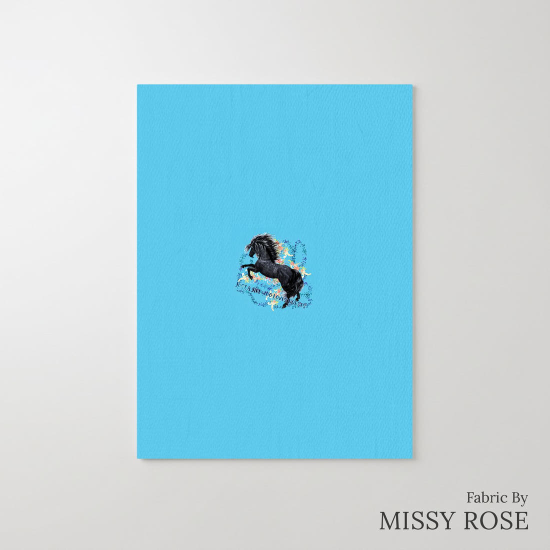 Design 260 Blue Horse Panel – printed fabric panel with centred picture, custom printed to order | Fabric by Missy Rose