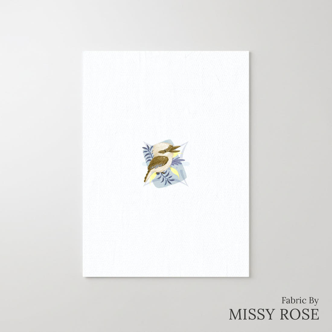 Design 261 Kookaburra Panel – printed fabric panel with centred picture, custom printed to order | Fabric by Missy Rose
