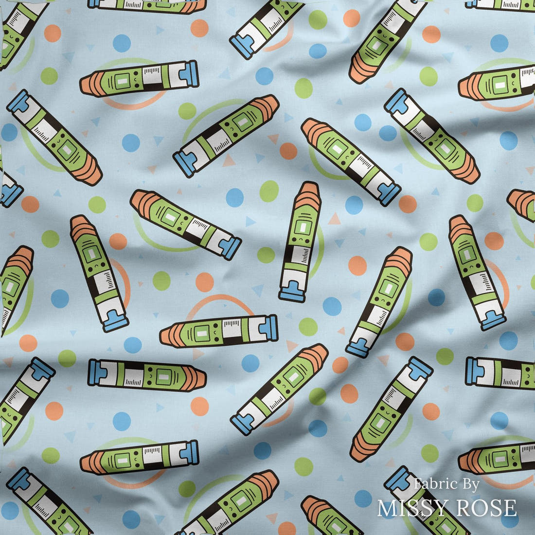 Design 264 Epi Pen Fabric draped fabric mockup – custom printed fabric by the metre | Fabric by Missy Rose