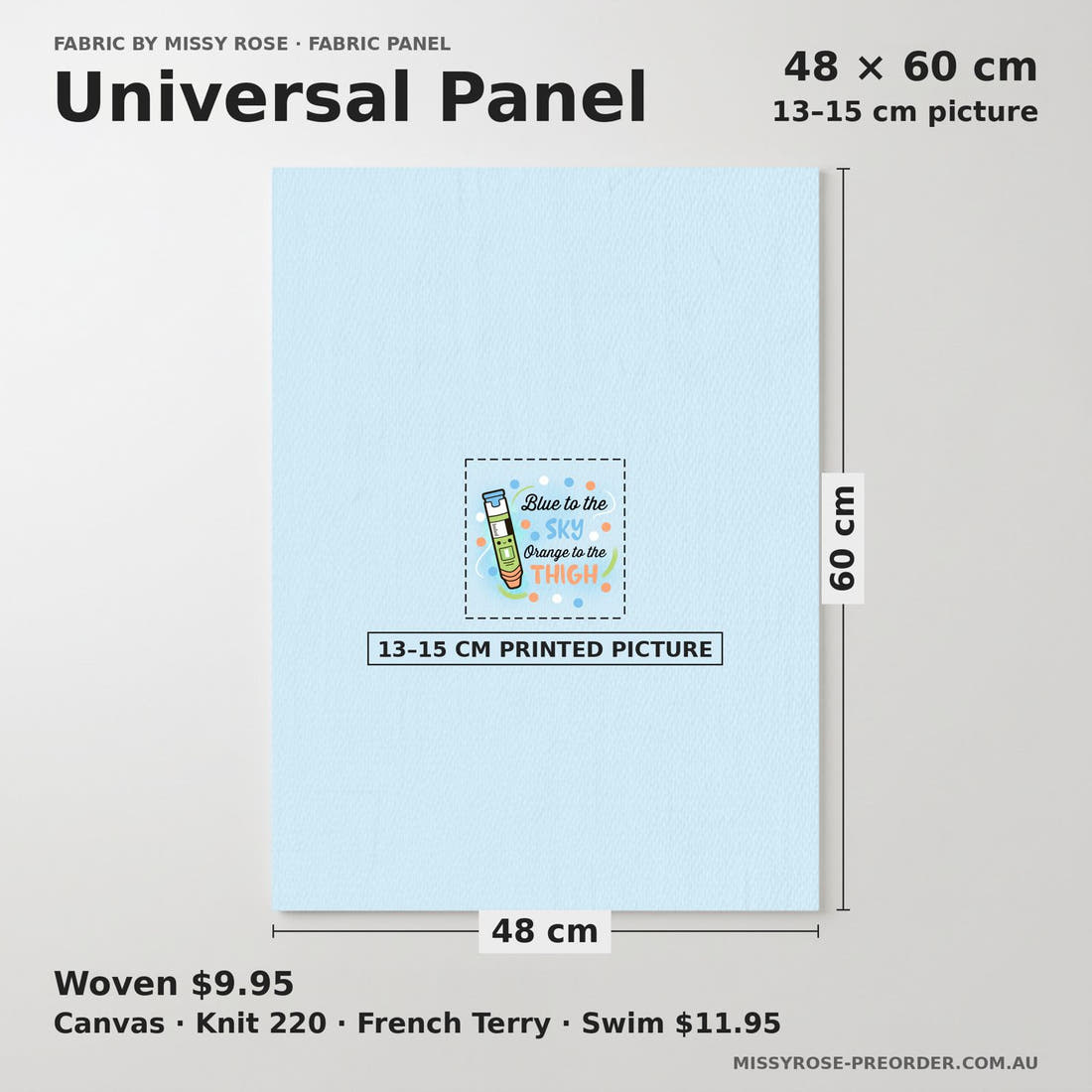 Design 264 Epi Pen Panel universal panel sizing – 13–15 cm printed picture on 48 × 60 cm fabric | Fabric by Missy Rose