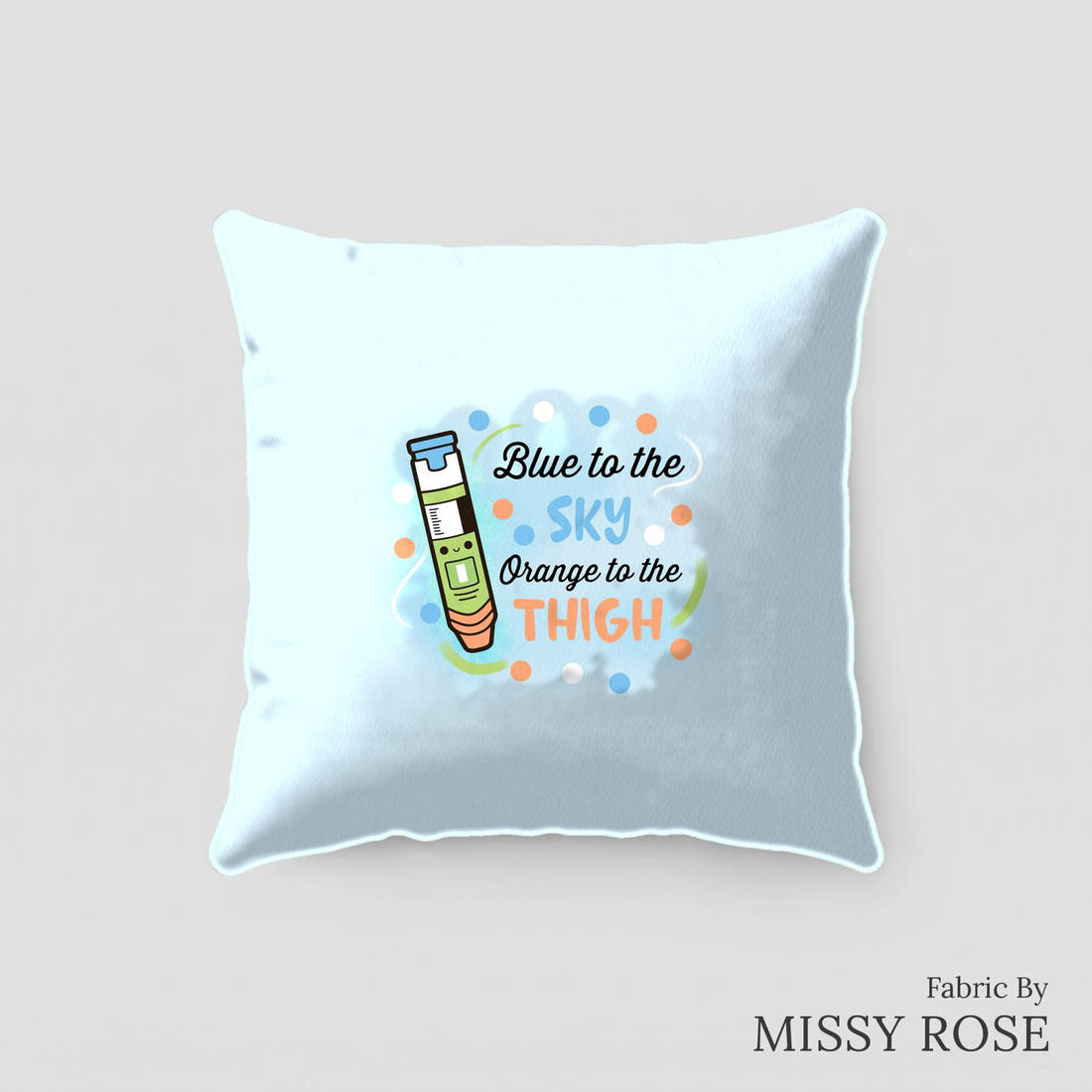 Design 264 Epi Pen Panel sewn into a cushion – see how the panel looks made up | Fabric by Missy Rose