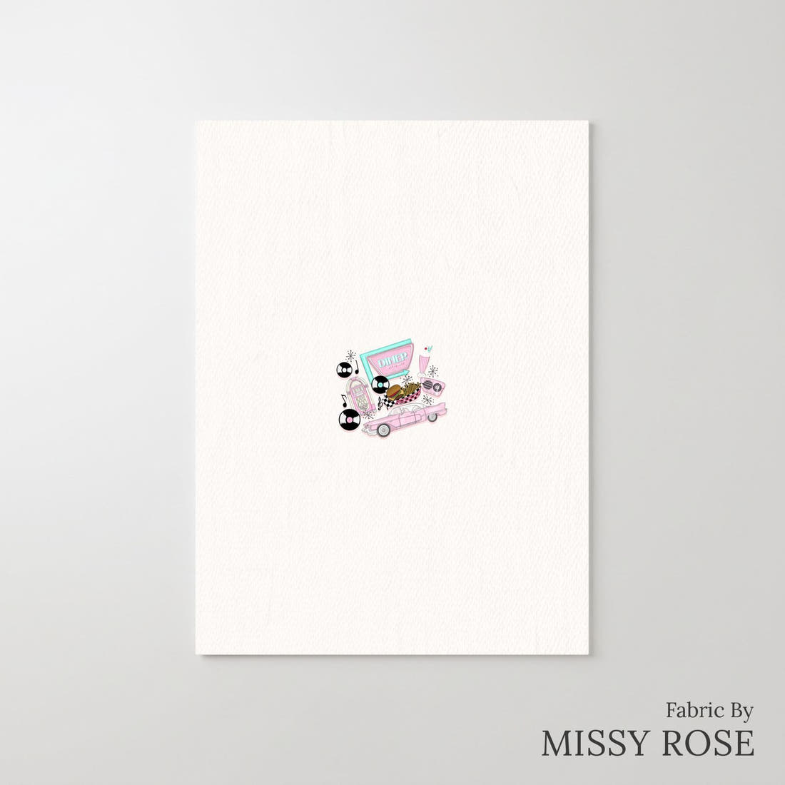 Design 265 Retro Diner Panel – printed fabric panel with centred picture, custom printed to order | Fabric by Missy Rose