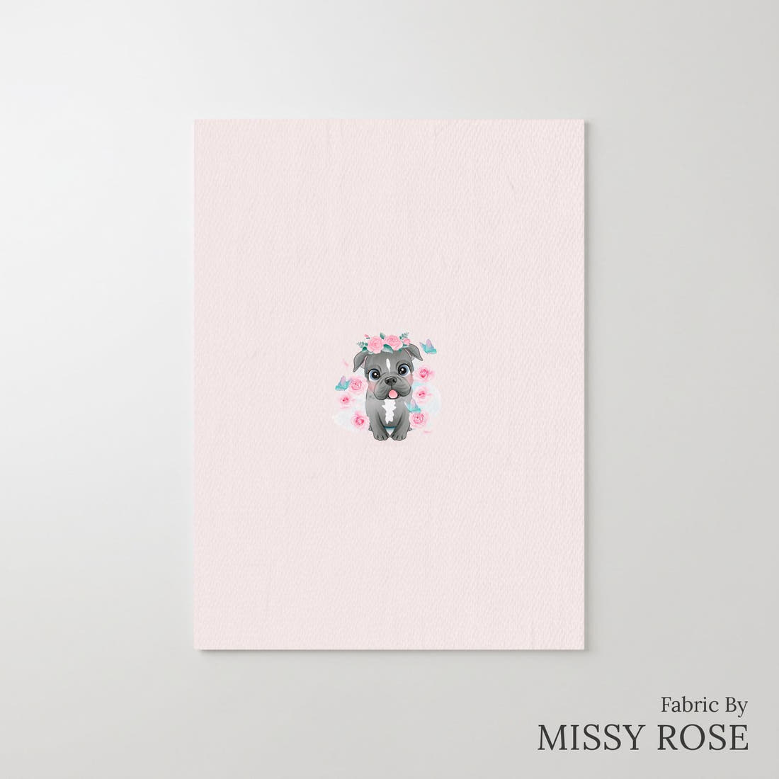 Design 267 Pink Dog Panel – printed fabric panel with centred picture, custom printed to order | Fabric by Missy Rose
