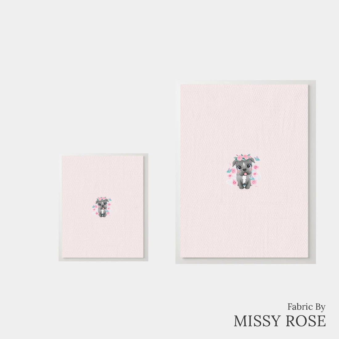 Design 267 Pink Dog Panel – universal and adult panel sizes side by side | Fabric by Missy Rose