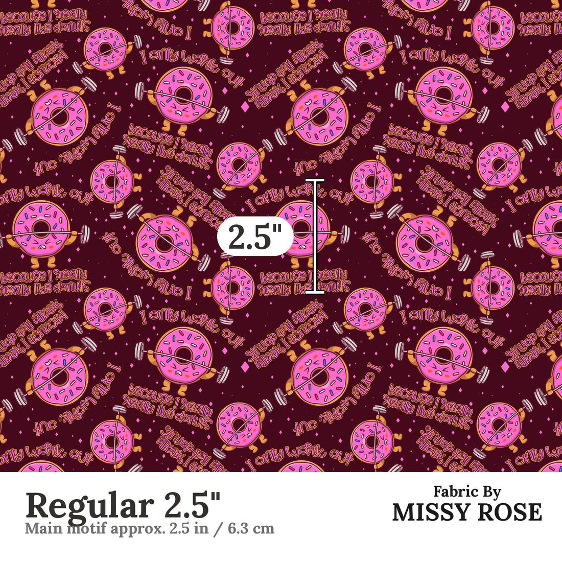 Design 268 Donut Fabric Regular 2.5" - print scale | Fabric by Missy Rose