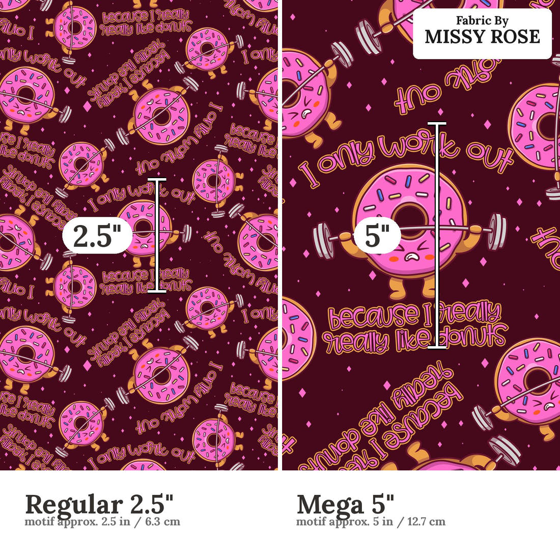 Design 268 Donut Fabric size comparison - print scale | Fabric by Missy Rose