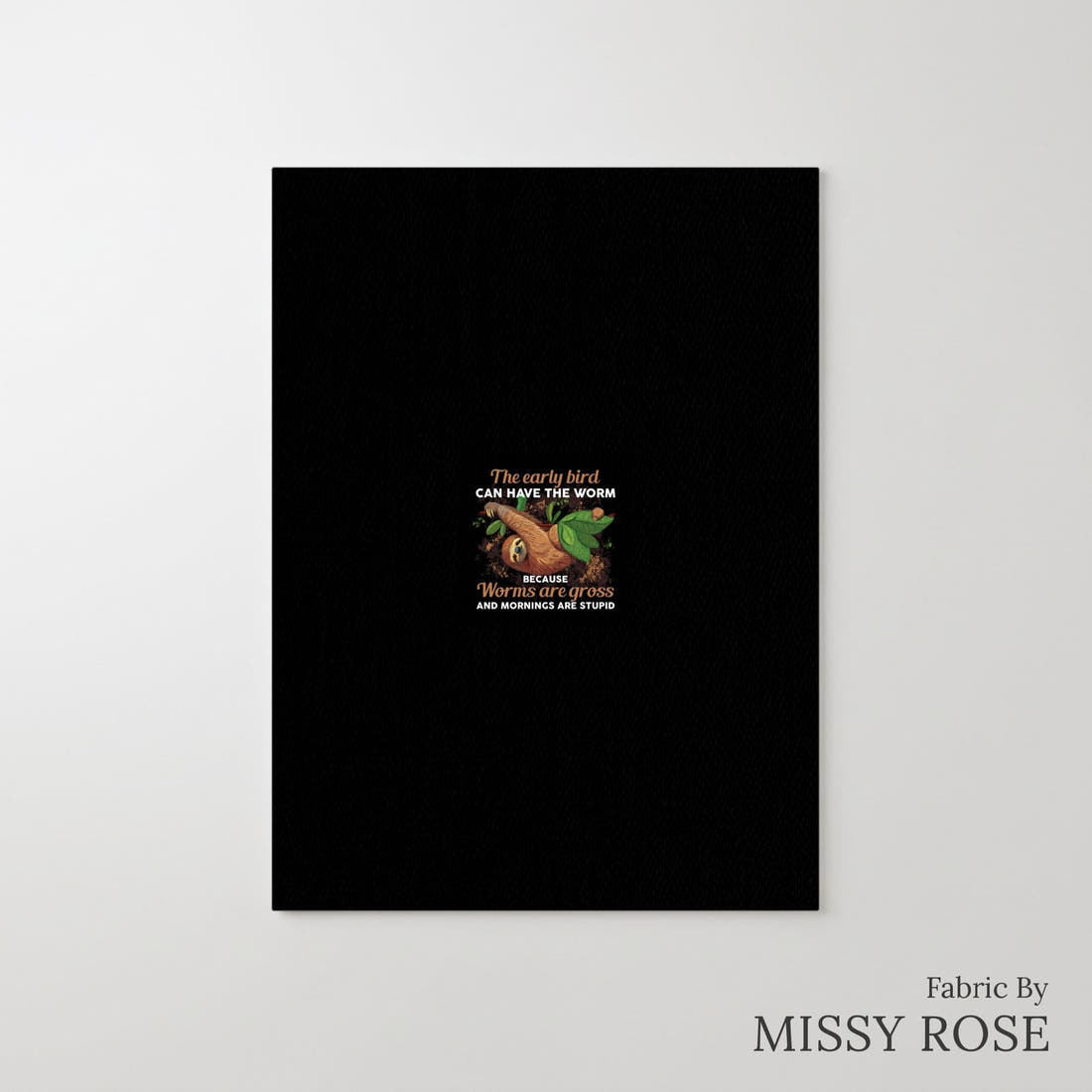 Design 269 Sloth Panel – printed fabric panel with centred picture, custom printed to order | Fabric by Missy Rose