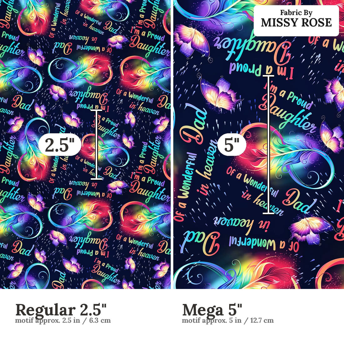 Design 272 Dad Fabric size comparison - print scale | Fabric by Missy Rose