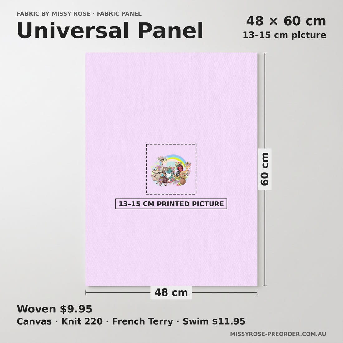 Design 273 Cute Australian Animals Panel universal panel sizing – 13–15 cm printed picture on 48 × 60 cm fabric | Fabric by Missy Rose
