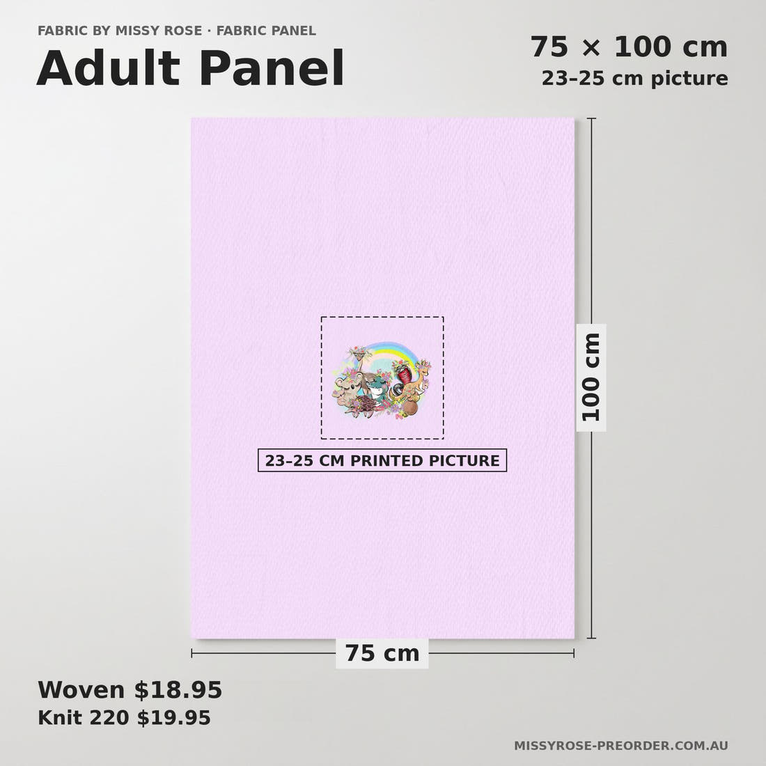 Design 273 Cute Australian Animals Panel adult panel sizing – 23–25 cm printed picture on 75 × 100 cm fabric | Fabric by Missy Rose