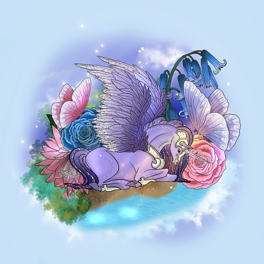 Design 274 Pegasus Panel – full artwork close-up of the printed picture | Fabric by Missy Rose