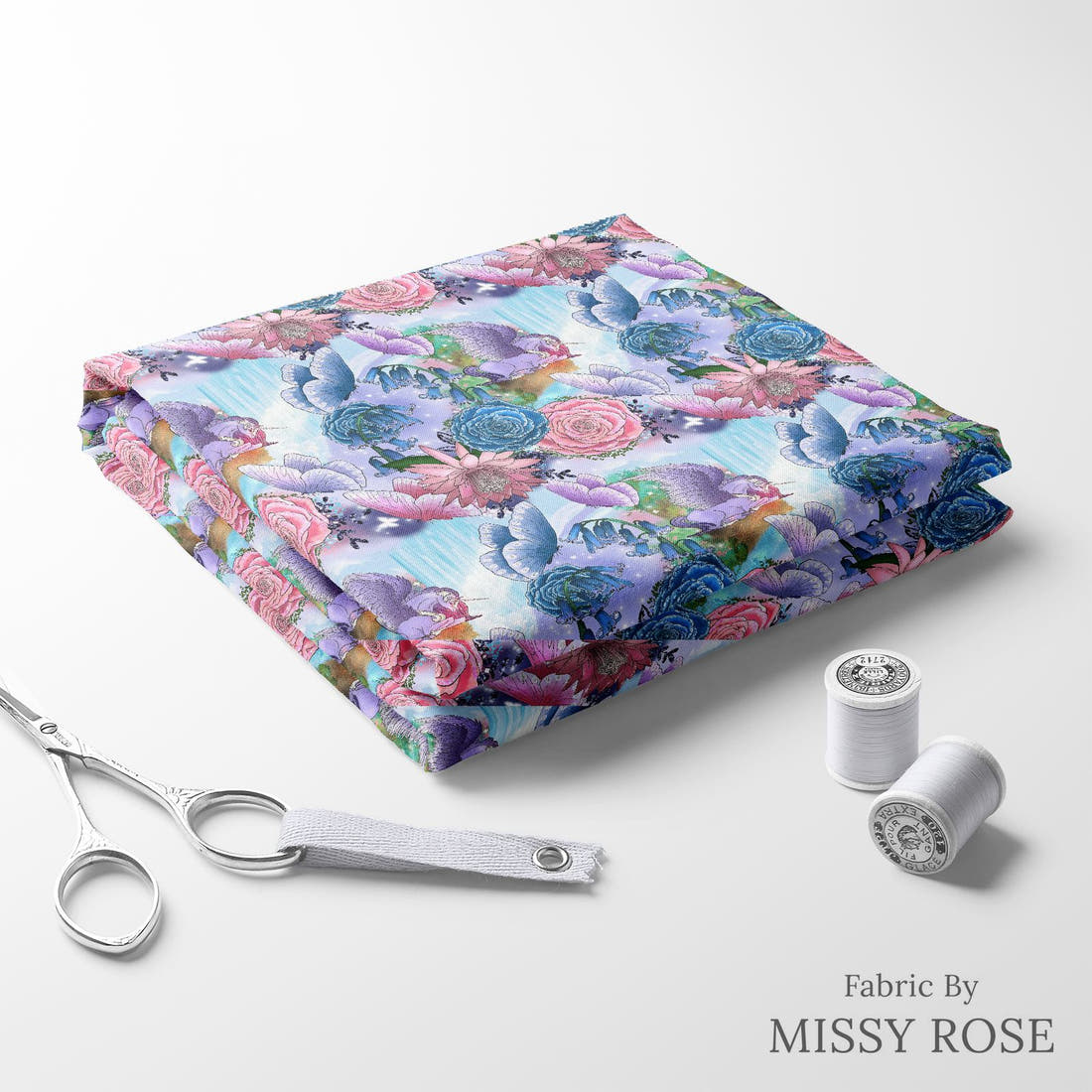 Design 274 Pegasus Fabric folded fabric stack with matching thread – pre-order fabric Australia | Fabric by Missy Rose