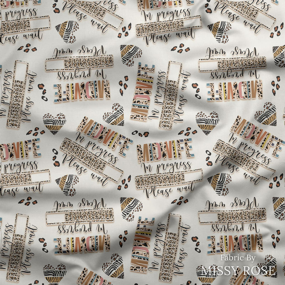Design 275 Midwife Loading Fabric draped fabric mockup – custom printed fabric by the metre | Fabric by Missy Rose
