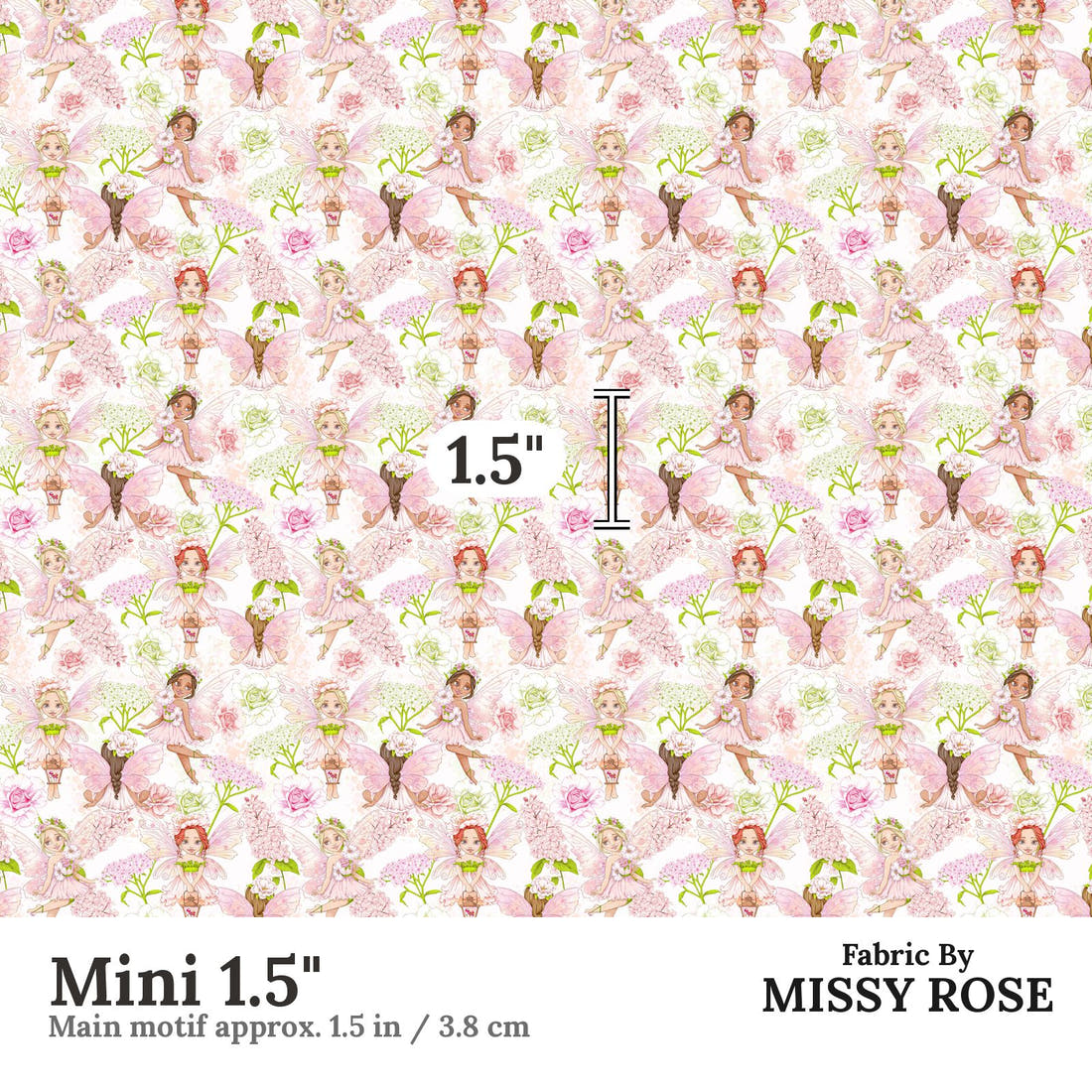 Design 276 Whimsical Fairy Fabric Mini 1.5" - print scale | Fabric by Missy Rose