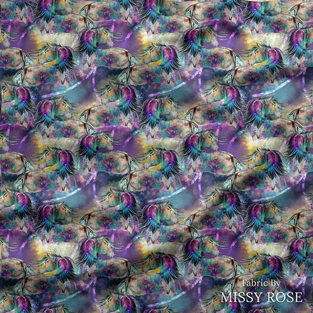 Design 277 Watercolour Horse Fabric draped fabric mockup – custom printed fabric by the metre | Fabric by Missy Rose
