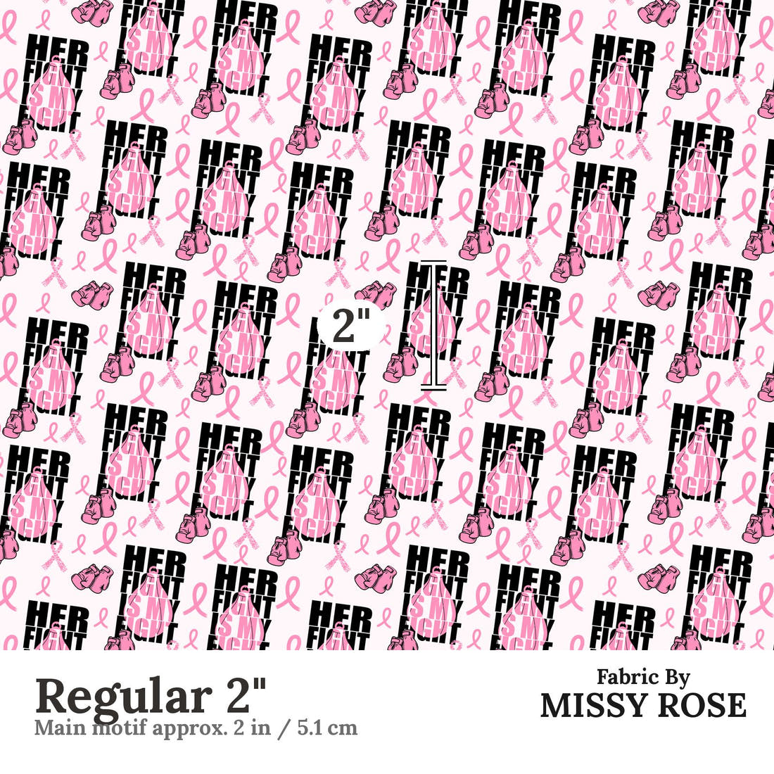 Design 28 Breast Cancer Fabric Regular 2" - print scale | Fabric by Missy Rose