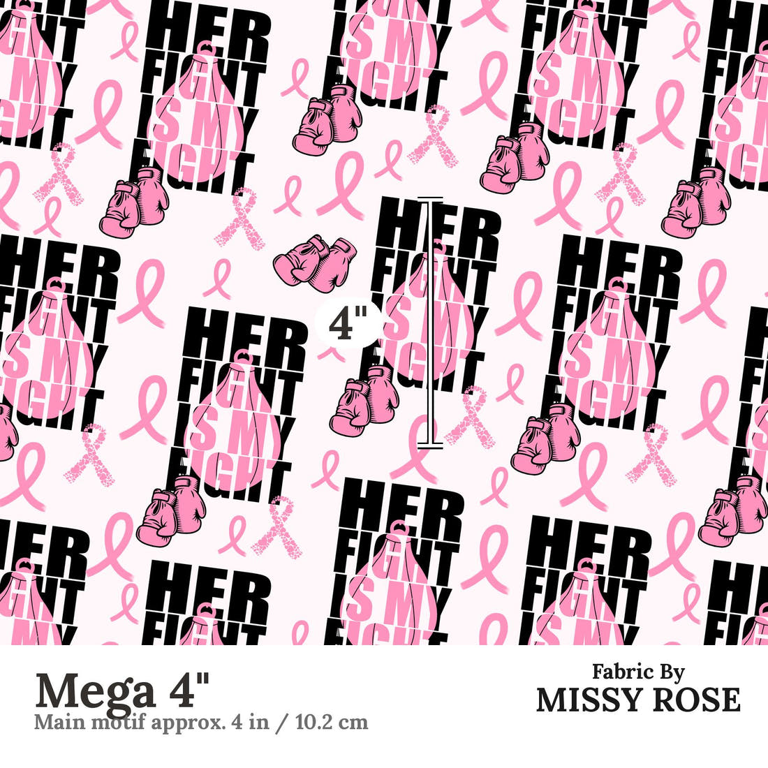 Design 28 Breast Cancer Fabric Mega 4" - print scale | Fabric by Missy Rose