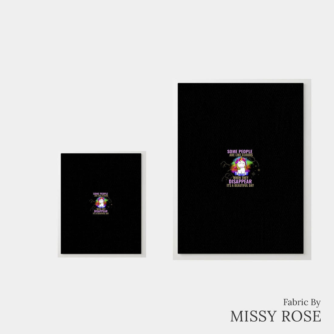 Design 282 Funny Unicorn Panel – universal and adult panel sizes side by side | Fabric by Missy Rose