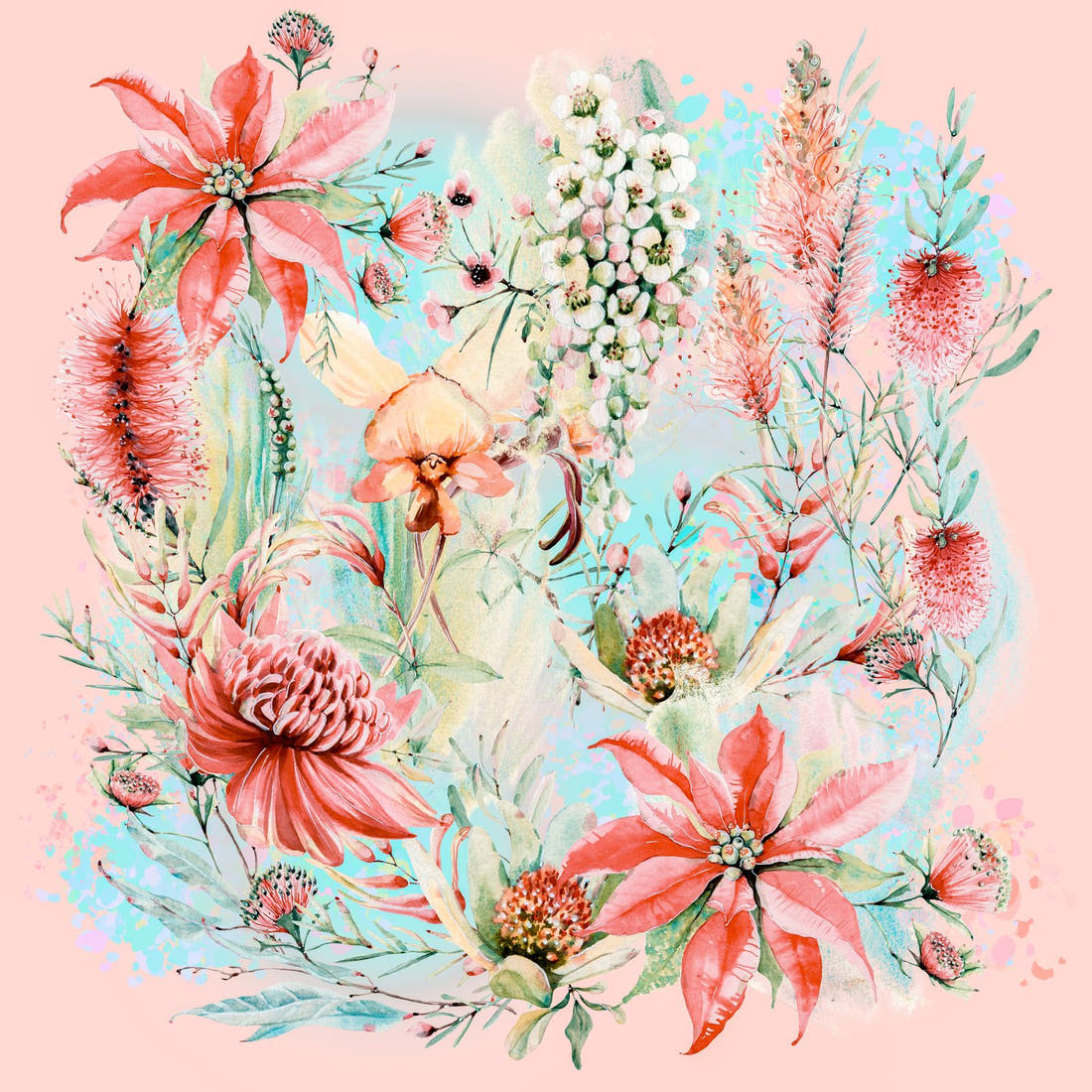 Design 283 Soft Floral Panel – full artwork close-up of the printed picture | Fabric by Missy Rose