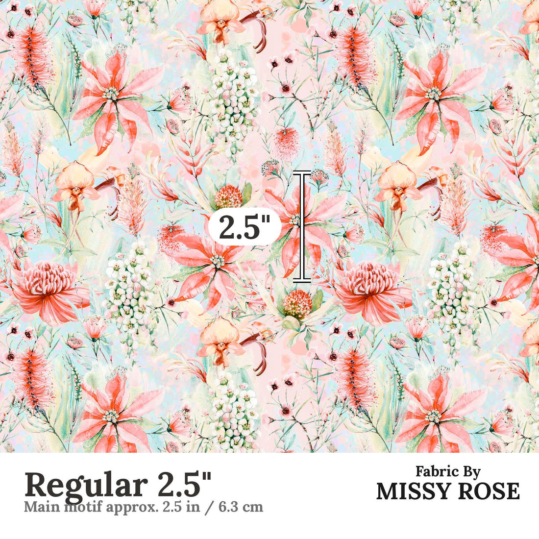 Design 283 Soft Floral Fabric Regular 2.5" - print scale | Fabric by Missy Rose