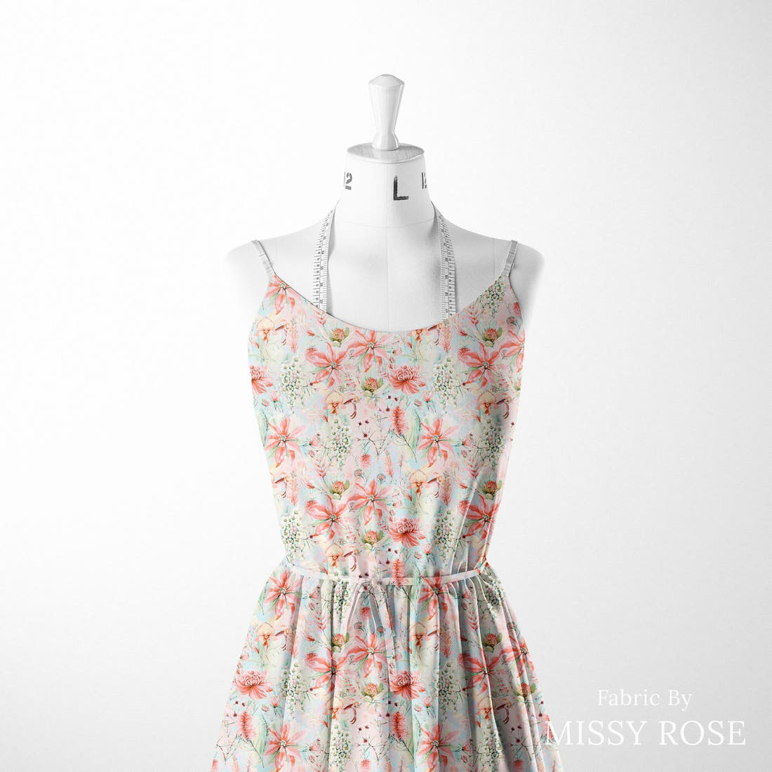 Design 283 Soft Floral Fabric sewn into a women's dress - see how the print looks made up | Fabric by Missy Rose