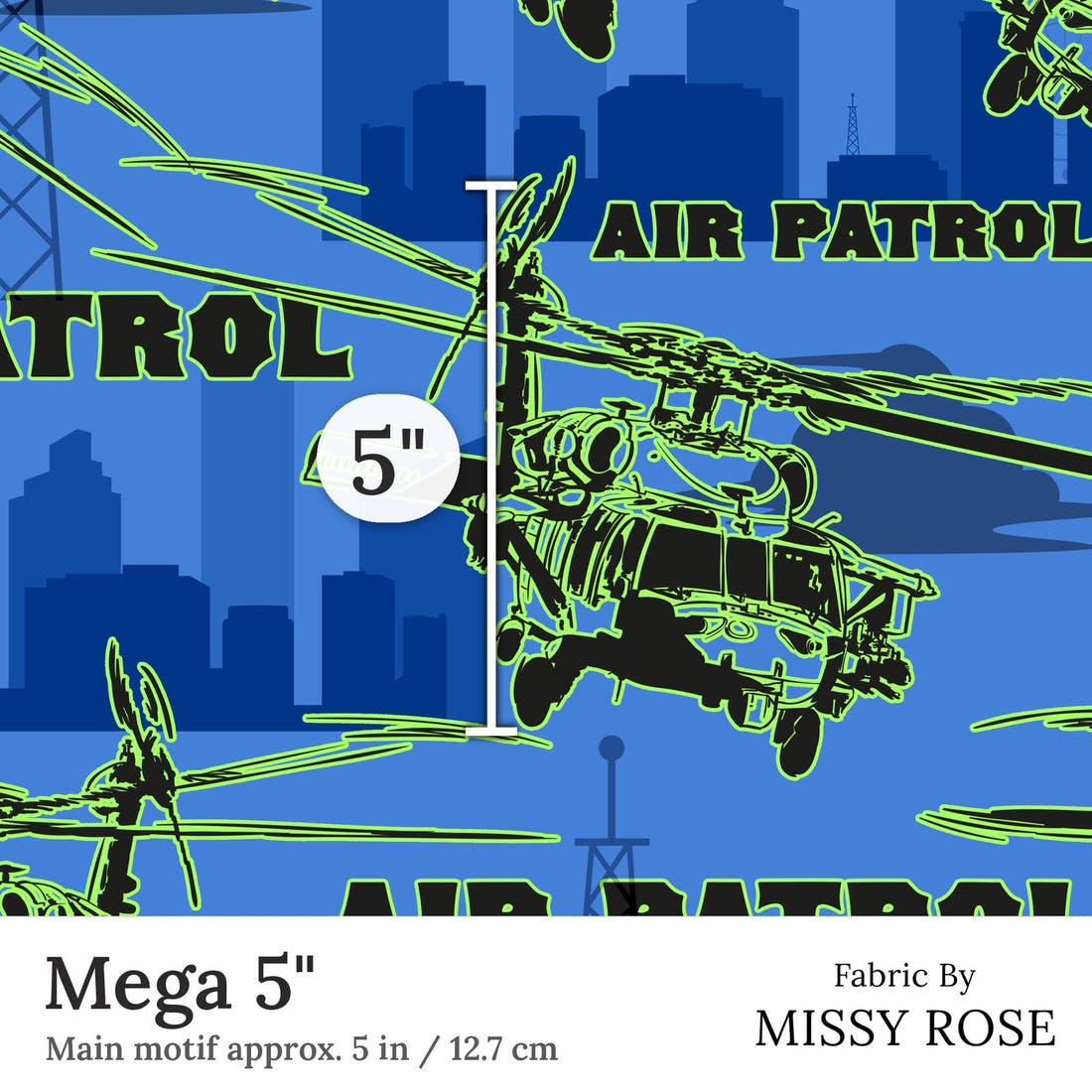 Design 285 Air Patrol Fabric Mega 5 inch print scale guide | Fabric by Missy Rose
