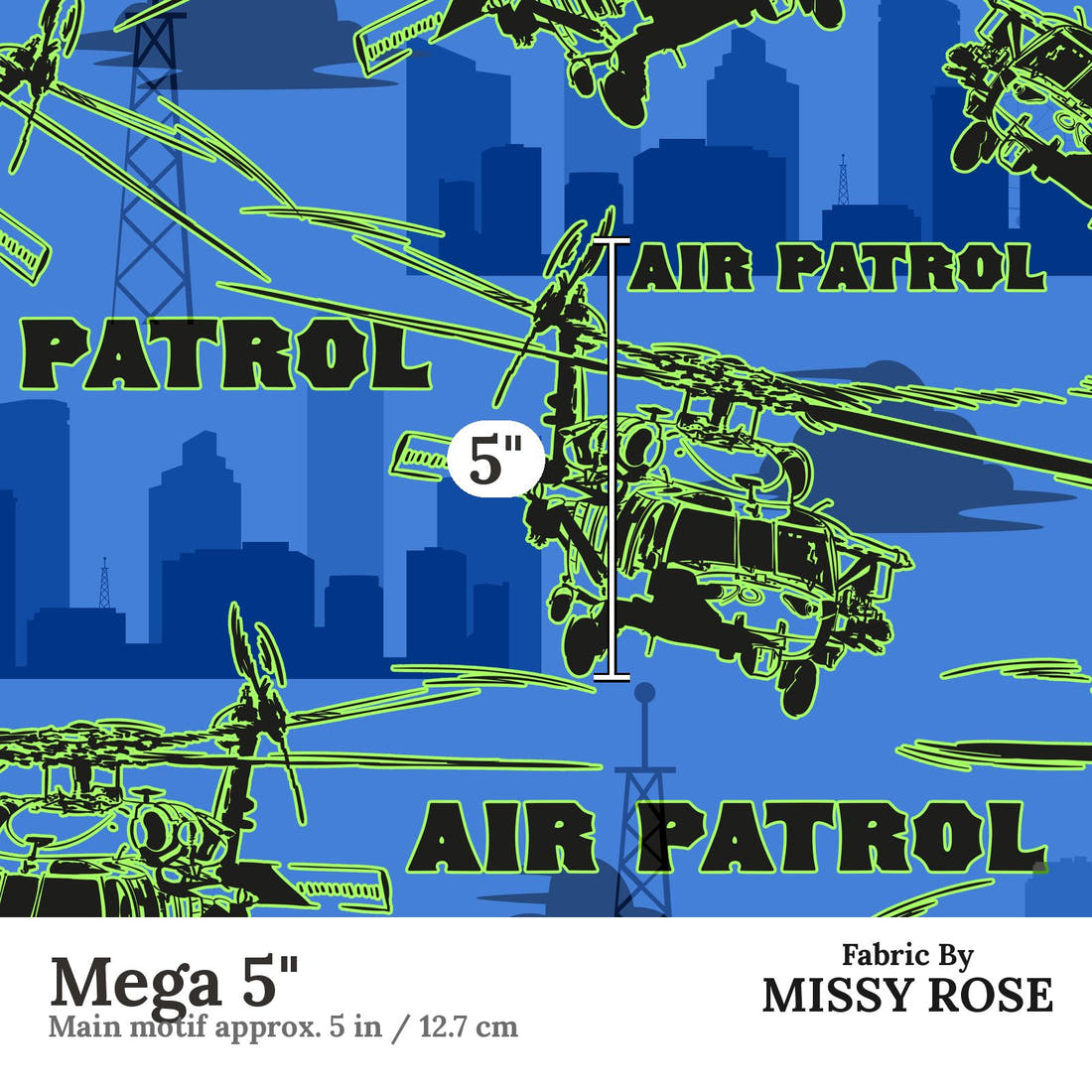 Design 285 Air Patrol Fabric Mega 5" - print scale | Fabric by Missy Rose