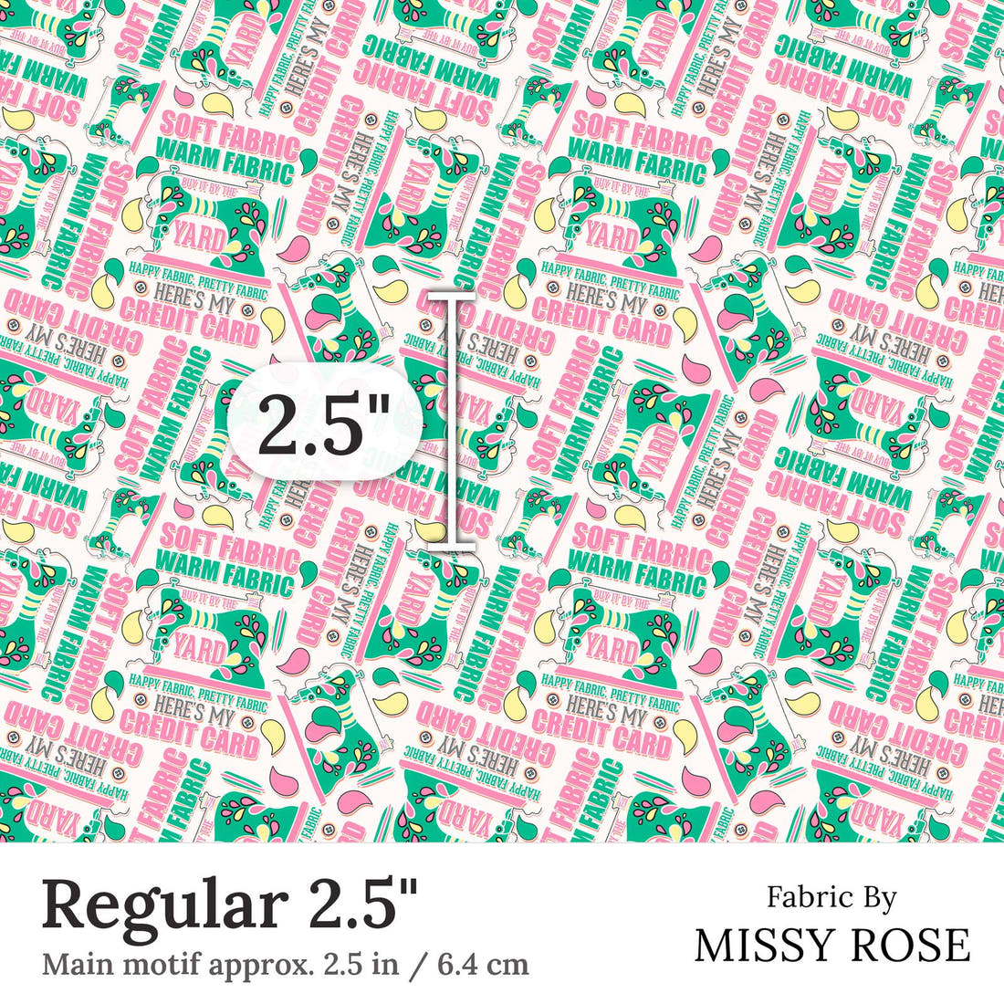 Design 286 Funny Sewing Fabric Regular 2.5 inch print scale guide | Fabric by Missy Rose