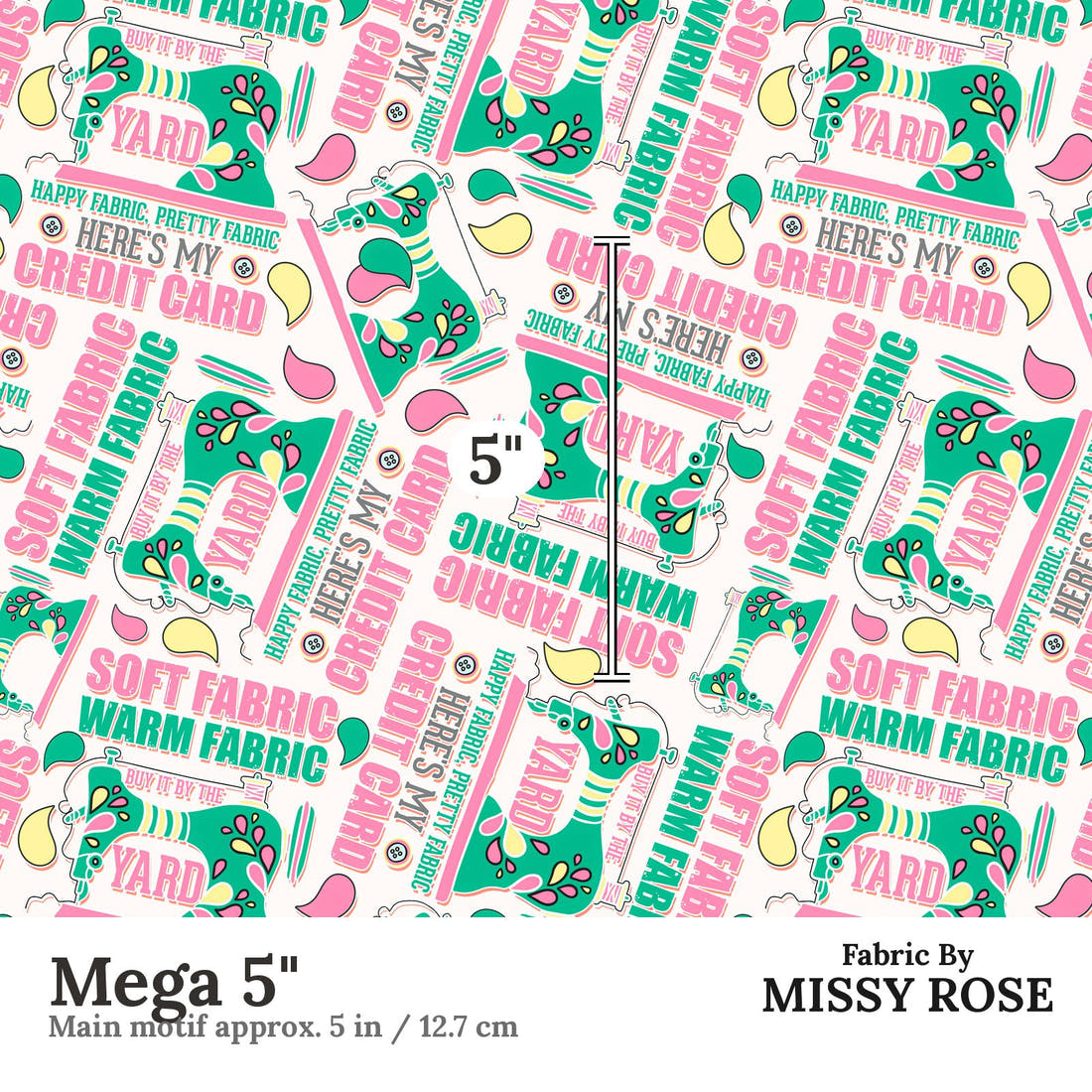 Design 286 Funny Sewing Fabric Mega 5" - print scale | Fabric by Missy Rose