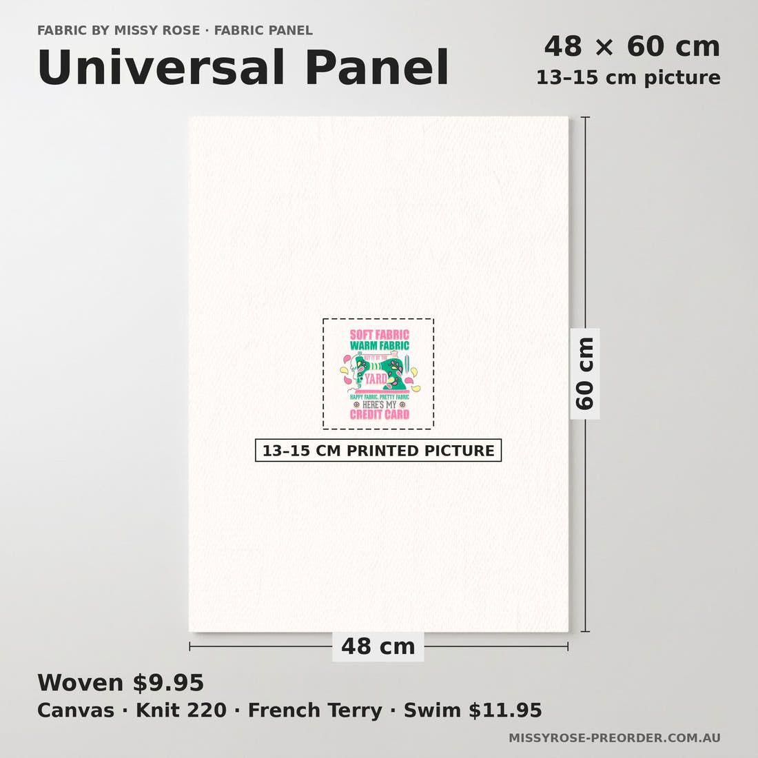 Design 286 Funny Sewing Panel universal panel sizing – 13–15 cm printed picture on 48 × 60 cm fabric | Fabric by Missy Rose