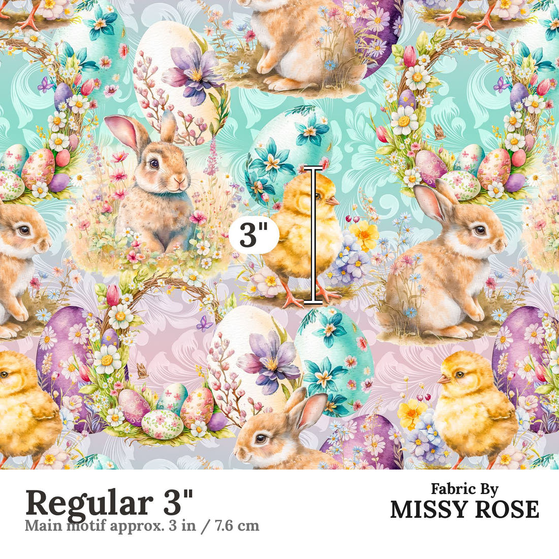 Design 288 Cute Easter Fabric Regular 3" - print scale | Fabric by Missy Rose