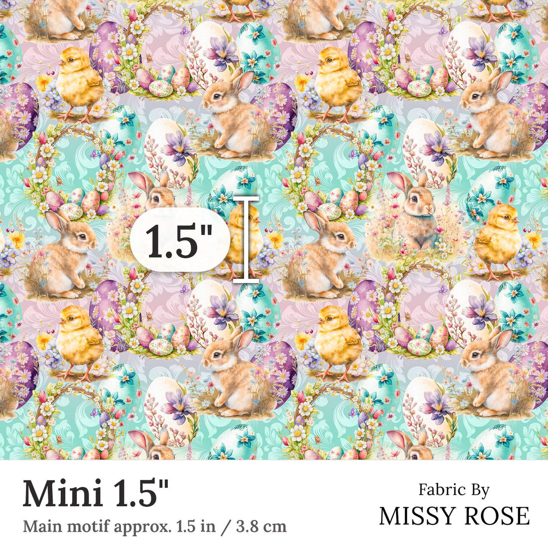 Design 288 Cute Easter Fabric Mini 1.5 inch print scale guide | Fabric by Missy Rose