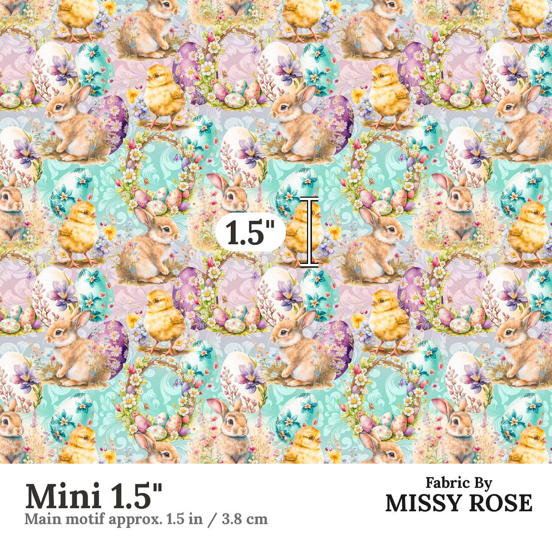 Design 288 Cute Easter Fabric Mini 1.5" - print scale | Fabric by Missy Rose