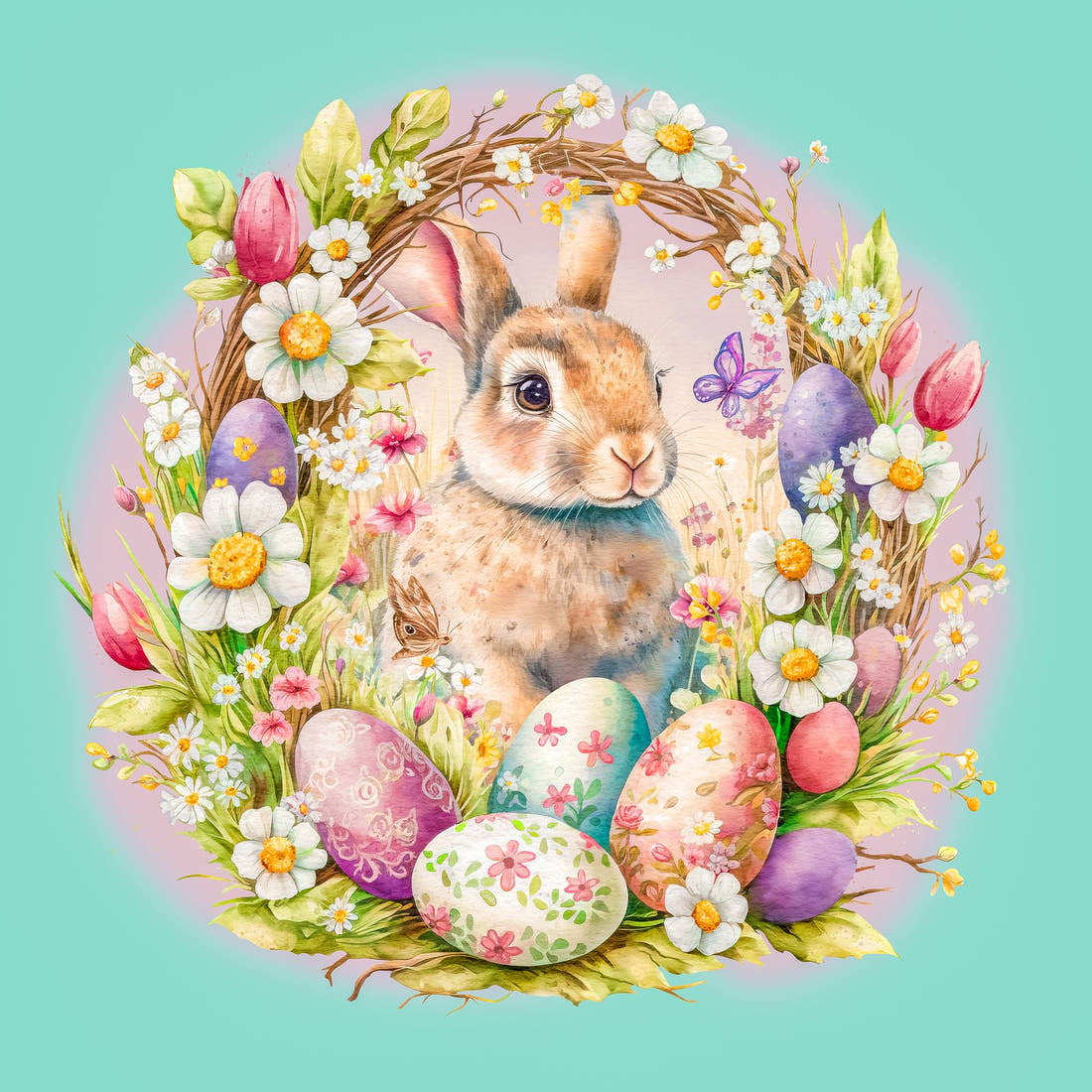 Design 288 Cute Easter Panel – full artwork close-up of the printed picture | Fabric by Missy Rose