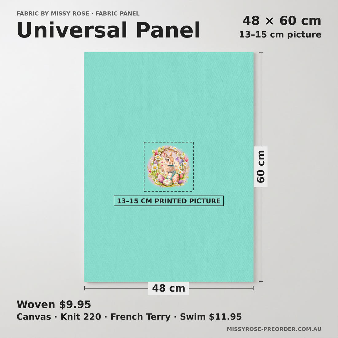 Design 288 Cute Easter Panel universal panel sizing – 13–15 cm printed picture on 48 × 60 cm fabric | Fabric by Missy Rose